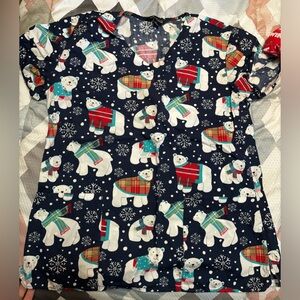 Christmas/winter scrub top size Small-Polar bears